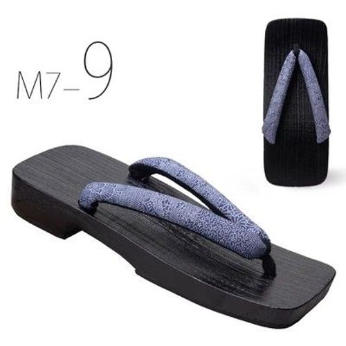 Geta Noir Japonais,Pantoufles D'été À Talons Plats Pour Jeunes Hommes 03/Wear,Pantoufles Décontractées À Chevrons