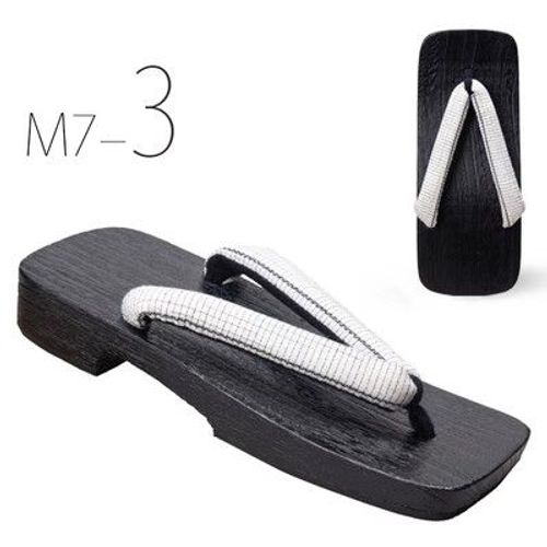 Geta Noir Japonais,Pantoufles D'été À Talons Plats Pour Jeunes Hommes 03/Wear,Pantoufles Décontractées À Chevrons