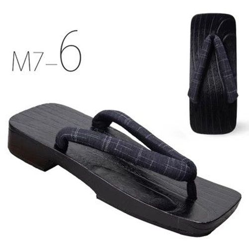 Geta Noir Japonais,Pantoufles D'été À Talons Plats Pour Jeunes Hommes 03/Wear,Pantoufles Décontractées À Chevrons
