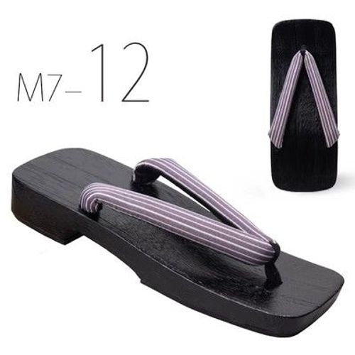 Geta Noir Japonais,Pantoufles D'été À Talons Plats Pour Jeunes Hommes 03/Wear,Pantoufles Décontractées À Chevrons