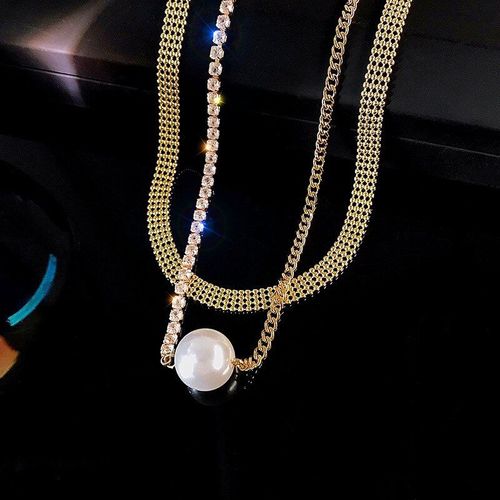 Collier Double Couche En Cristal Pour Femmes, Grande Perle, Personnalité, Chaîne, Pendentif De Célébrités Du Web, Bijoux