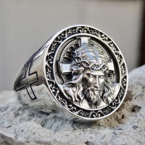 Bague En Métal Vintage Indie, Bijoux Pour Hommes, Accessoires Bon Marché, Bague Esthétique Populaire Avec Croix Jésus