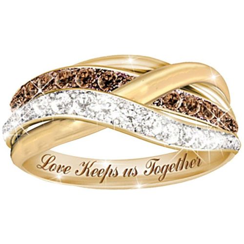 Bague Plaquée Or, Zircon Blanc, Cristal Marron, Bon Marché, Bijoux Indiens, Bagues De Fiançailles Pour Femmes, Vente En Gros
