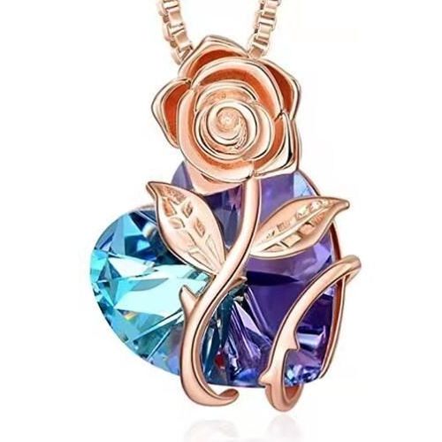 Collier Pendentif De Guérison En Cristal Pour Femmes, Pendentif En Forme De C¿Ur, Fleur Rose, En Forme De C¿Ur, Produit Bon Marché