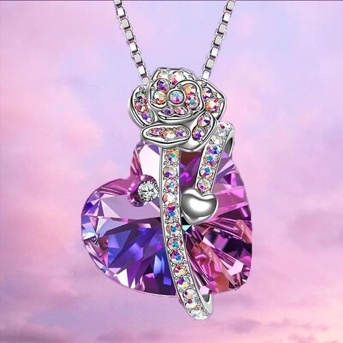 Collier Avec Pendentif En Forme De Fleur De Rose Pour Femmes, Améthyste, Cristaux De Guérison, Bon Marché