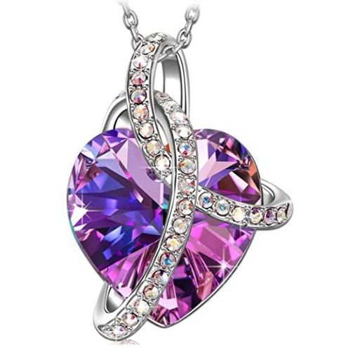 Collier À Breloques En Cristal Violet En Forme De C¿Ur Pour Femmes, Accessoire De Mode, Bon Marché