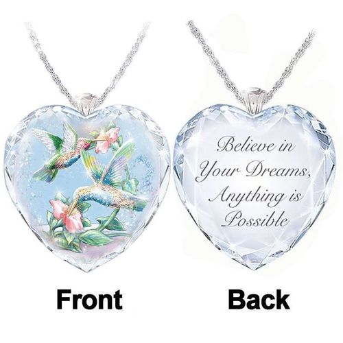 Collier En Cristal Personnalisé En Forme De C¿Ur, Bijoux À La Mode, Accessoires Pour Femmes, Collier Esthétique Colibri