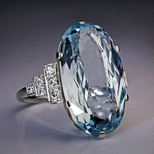 Bague En Saphir Ovale Surdimensionné Pour Femmes, Bague Esthétique Tendance, Bijoux De Mode, Bagues De Fiançailles Pour Femmes