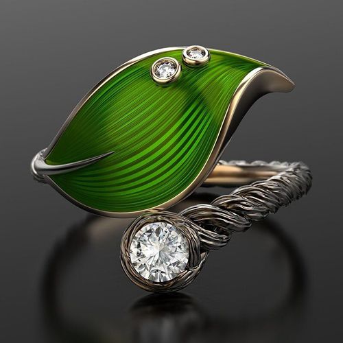 Bague En Pierre Précieuse À Feuilles Vertes Pour Femmes, Accessoires Bon Marché, Bijoux Tendance, Bague Esthétique
