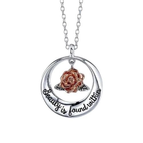 Collier Pendentif En Métal Pour Femmes, Accessoires De Bijoux Bon Marché, Vente En Gros, Bijoux D'halloween, Lune, Rose