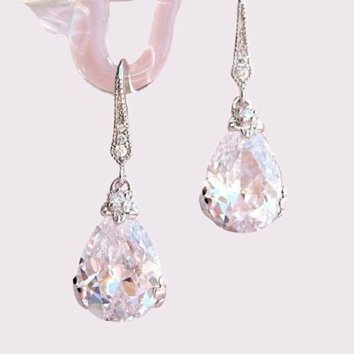 Pierre Précieuse Blanche En Forme De Goutte D'eau, Bijoux Occidentaux, Boucles D'oreilles, Accessoires, Vente En Gros, Bijoux Esthétique Pour Femmes