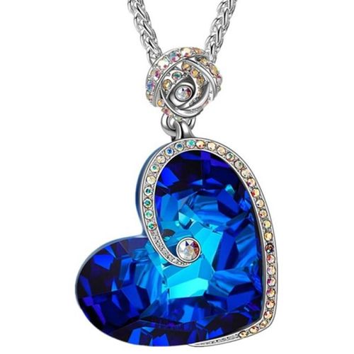 Collier En Cristal En Forme De C¿Ur Pour Femmes, Bijoux À La Mode, Accessoires Pour Femmes, Collier Personnalisé Esthétique, Roses Bleues En Forme De C¿Ur