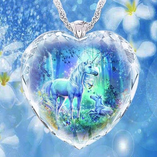 Pendentif En Cristal Pour Femmes Et Enfants, Collier De Guérison, Bijoux À La Mode, Mère Et Enfant Licorne, Collier En Cristal En Forme De C¿Ur