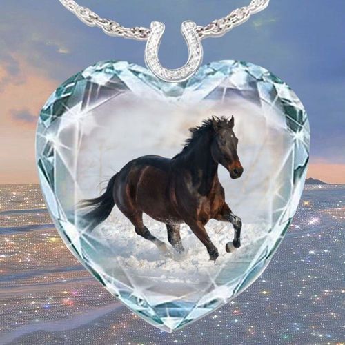 Collier Avec Pendentif Cheval En Cristal Marron Cristal Pour Femme, Pendentif En Forme De C¿Ur, Produit Bon Marché