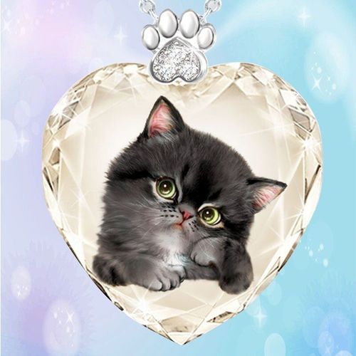 Collier Patte De Chat Noir Pour Femmes, Pendentif En Cristal, Cristaux De Guérison, Bijoux À La Mode, Collier C¿Ur Pour Femmes