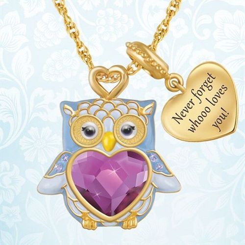 Collier Pendentif De Guérison En Cristal Pour Femmes, Mignon, C¿Ur Violet, Hibou D&#39amour, Bon Marché
