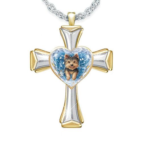 Collier Croisé En Forme De C¿Ur Pour Femmes, Bijoux À La Mode, Accessoires Personnalisés, Chien Bleu Mignon, Bon Marché