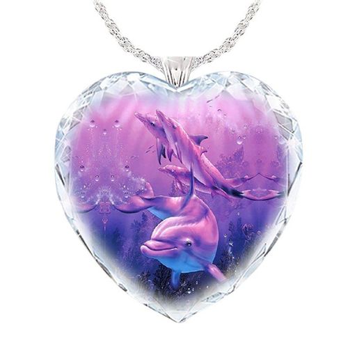Collier Rose En Forme De Baleine Sous-Marine Pour Femmes, Pendentif En Cristal De Guérison, Bijoux À La Mode En Forme De C¿Ur
