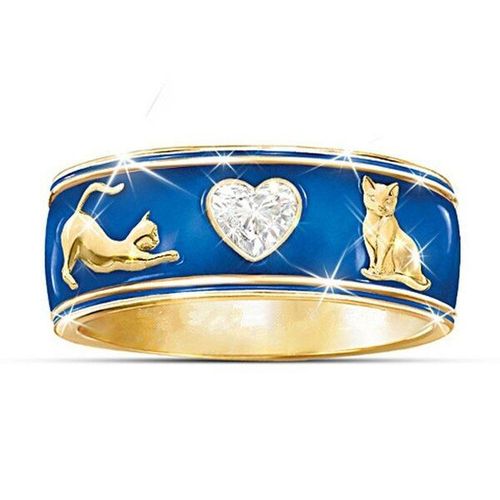 Bague Deux Couleurs En Forme De C¿Ur Bleu, Bijoux Bon Marché Pour Femmes Et Adolescentes, Accessoires De Bijouterie Tendance, Vente En Gros