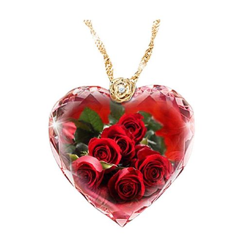 Collier Avec Pendentif En Cristal Pour Femme, Accessoire En Forme De C¿Ur, Rose Rouge, Bon Marché, Vente En Gros