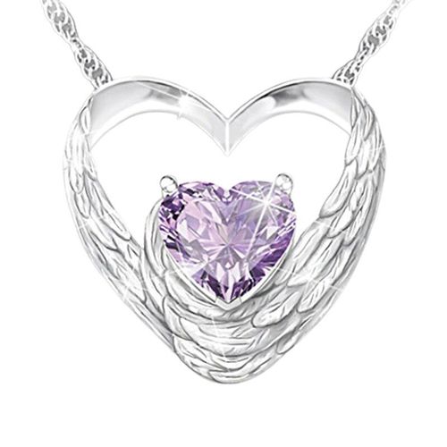 Collier En Cristal Pour Femmes, Bijoux Bon Marché, Violet, C¿Ur, Ailes De Pierres Précieuses, Accessoires Esthétiques, Vente En Gros