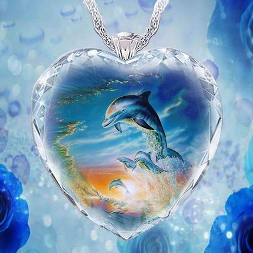 Collier En Cristal Naturel Bon Marché, Pendentif Dauphin En Forme De C¿Ur, Vente En Gros, Bijoux, Accessoires Pour Femmes
