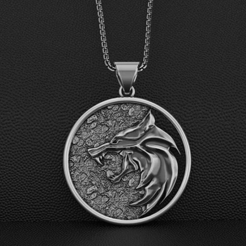 Collier Personnalisé Pour Hommes, Bijoux Vintage, Bon Marché, Pendentif, Halloween, Loup Noir Rond