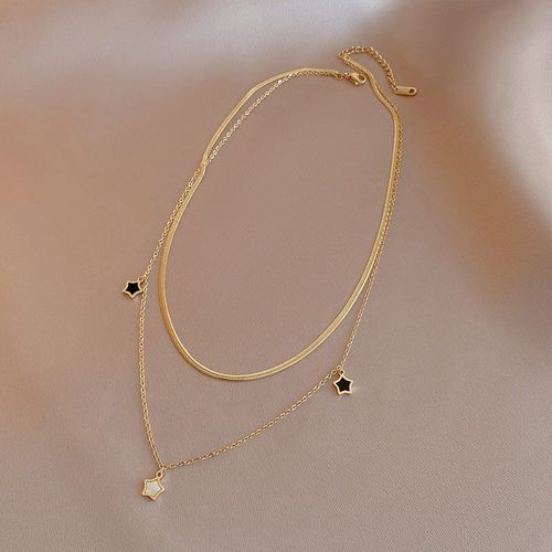 Collier Avec Pendentif Étoile En Acier Inoxydable 316l, 2 Couches D'émail, Pour Femmes, Bijoux De Fête Tendance À La Mode, 2021