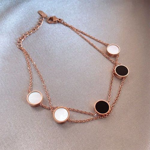Petits Bracelets Ronds En Acier Inoxydable 316l Pour Femmes, Accessoires En Émail Noir Et Blanc, Cadeau, Bijoux De Fête À La Mode, 2021