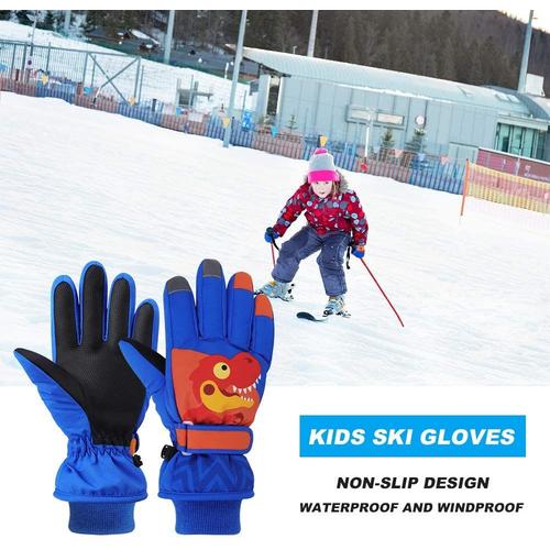 Gants de Ski Enfants, Moufles de Ski Fille Garçon Gants Chaud