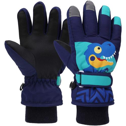 Gants De Ski Enfants De Neige Snowboard Gants De Sport Chaud Hiver Coupe-Vent Pour Garçon Fille Randonnée Cyclisme (L)