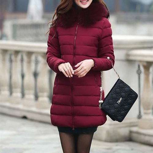 Doudoune femme bordeaux capuche fourrure hot sale