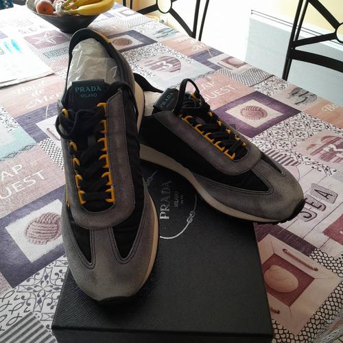 Baskets Running Prada Milano 70 En Tissus Et En Peau De Veau , Languette En Cuir, Semelle En Caoutchouc - 41