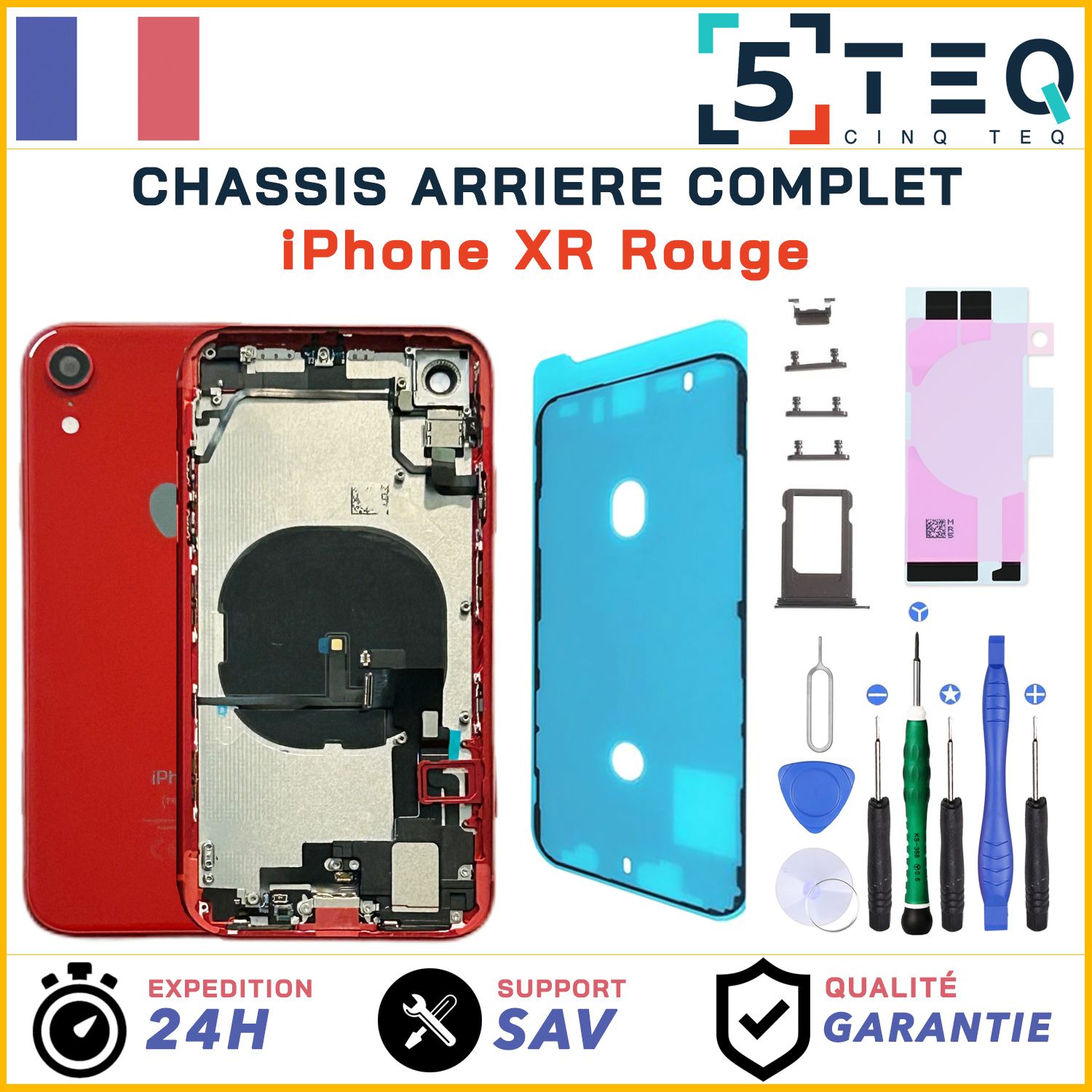 Chassis Prémonté Remplacement Pour Iphone Xr Rouge Complet Joint Ecran, Nfc +Kit