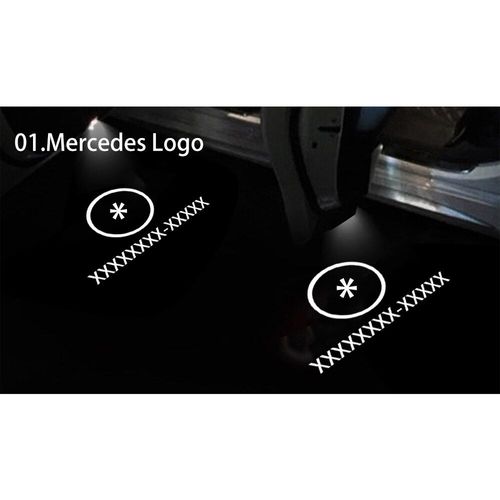 4x Voiture Logo Bienvenue Lumière Auto Emblème Laser Projecteur Fantôme Luces Led Lampe De Porte Pour Mercedes Benz Amg X204 W168 W169 W245 Glk