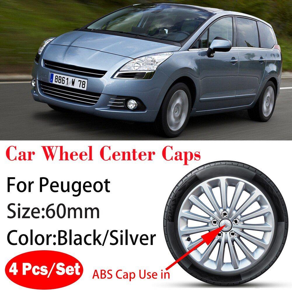 4 pièces 60mm voiture roue moyeu central capuchons étui pour Peugeot 206  207 208 308 408 508 2008 3008 enjoliveur de jante couvre accessoires Auto