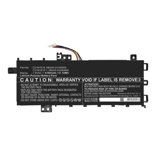 DLH - Batterie de portable (équivalent à : ASUS C21N1818-1, ASUS 0B200-03190800) - Lithium Ion - 4100 mAh - 32 Wh - pour Asus A512F, A512J, A512U, F512D, F512F, F512U, P1504F, P1504J, P1504U...