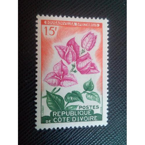 Timbre Côte D'ivoire Yt 193 A Fleurs Bougainvillea Spectabilis 1962 ( 050305 )