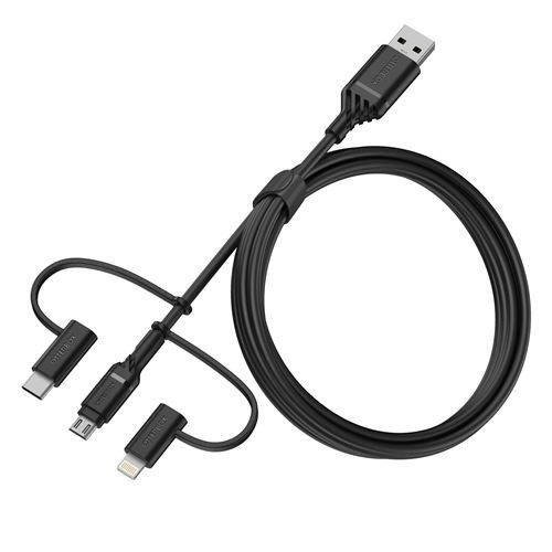 OtterBox Standard - Câble USB - USB (M) pour Micro-USB de type B, Lightning, 24 pin USB-C (M) - USB 2.0 - 3 A - 1 m - noir