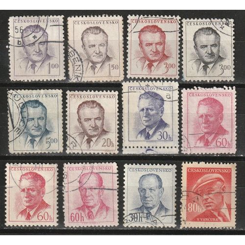 Timbres Tchécoslovaquie, Personnages X 12 Oblitérés.