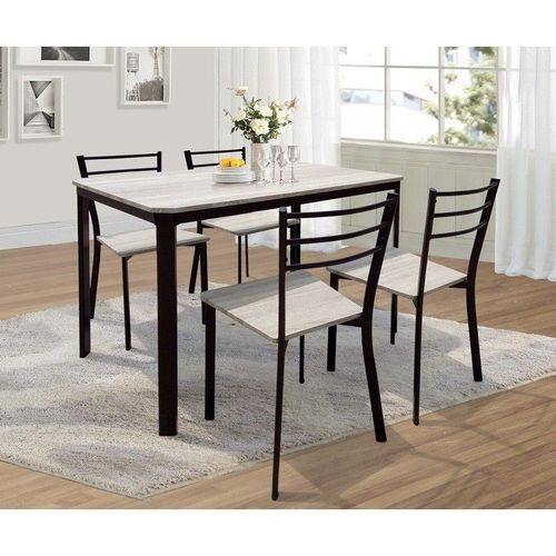 Table De Cuisine Et Salle À Manger + 4 Chaises Leeds. Ensemble Repas Design Métal Et Bois.
