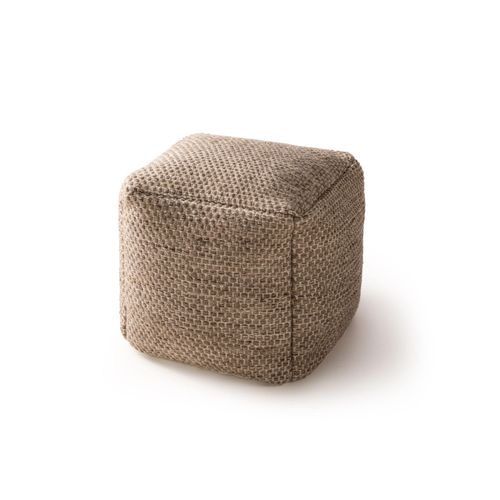 Pouf En Laine Fait Main Rocco Taupe 45x45x45 Cm - Tapis Nature
