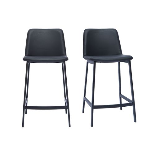 Tabourets De Bar Design Noirs H66 Cm (Lot De 2) Arsene