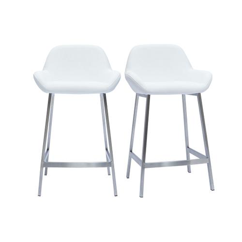 Tabourets De Bar Design Blancs Et Pieds M?Tal (Lot De 2) Ringer