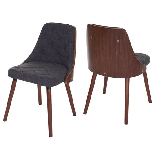 2x Chaise De Salle À Manger Osijek, Fauteuil, Aspect Noix, Bois Cintré   Tissu, Gris