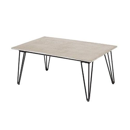 Table Basse 90x60x42 Cm En Ciment Gris Et Piétement En Fer Noir