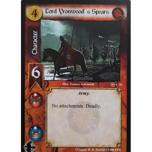 Carte A Game Of Thrones Ccg - Lord Yronwood's Spears C#82