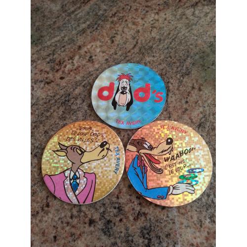 Lot De 3 Pogs / Caps " Tex Avery - Père Dodu - Nr 9 Droopy- 24 - 25 Le Loup