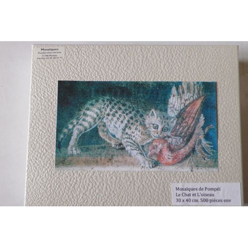 Puzzle D'art En Bois 500 Pièces. Fresques De Pompéi : Le Chat Et L' Oiseau
