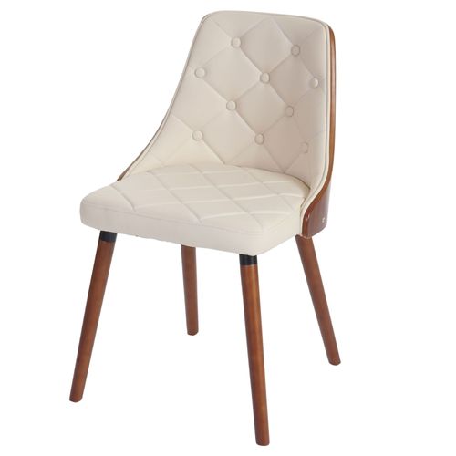2x Chaise De Salle À Manger Osijek, Fauteuil, Aspect Noix, Bois Cintré   Similicuir, Crème